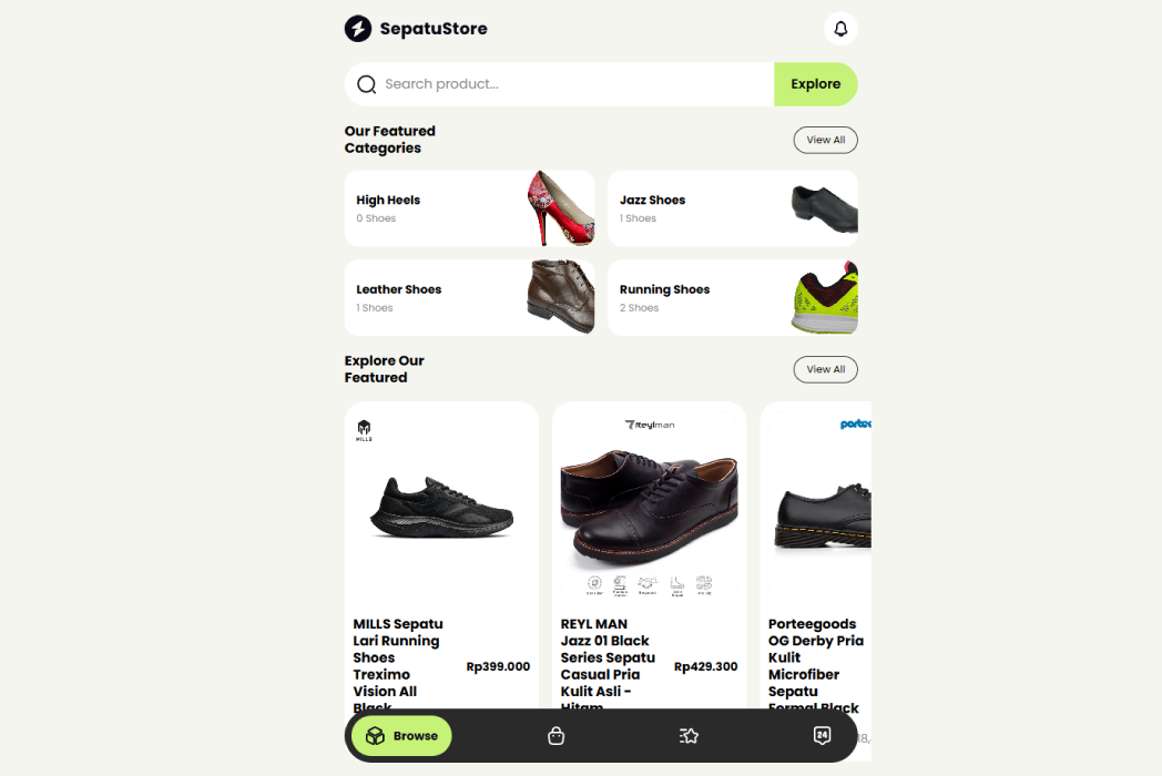 Hasil karya Sepatu Store di BuildWithAngga